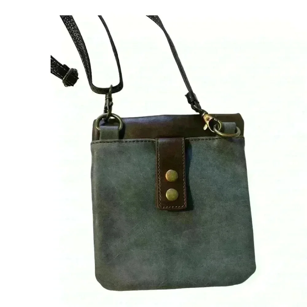 Chala Blue & Brown Vegan Leather Crossbody Bag with Sea Turtle Key Chain - Picture 2 of 9
